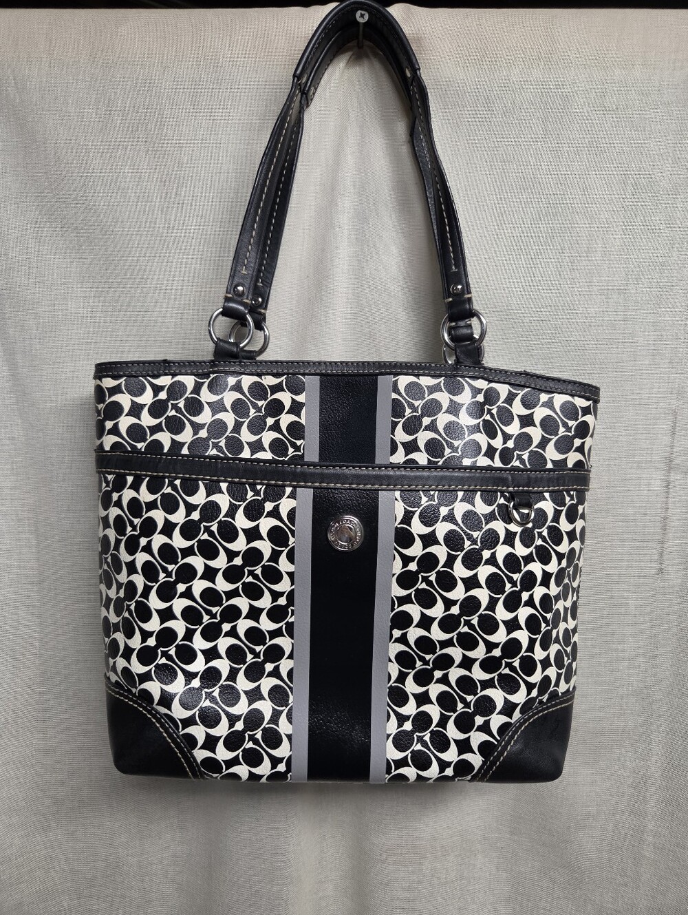 Y2K Coach Chelsea Black and White Signature Tote